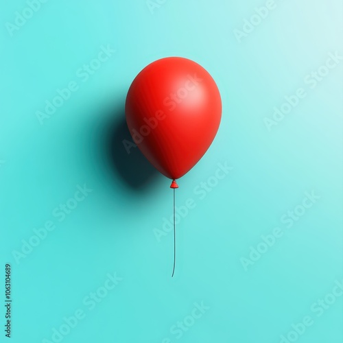 Red Balloon on Teal Background 