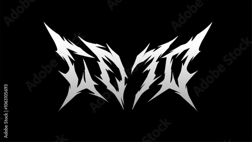 void with sharp, jagged, and abstract lettering, creating a dark, intense, and edgy aesthetic. The angular and fragmented shapes resemble metal band logos, evoking a sense of emptiness or mystery