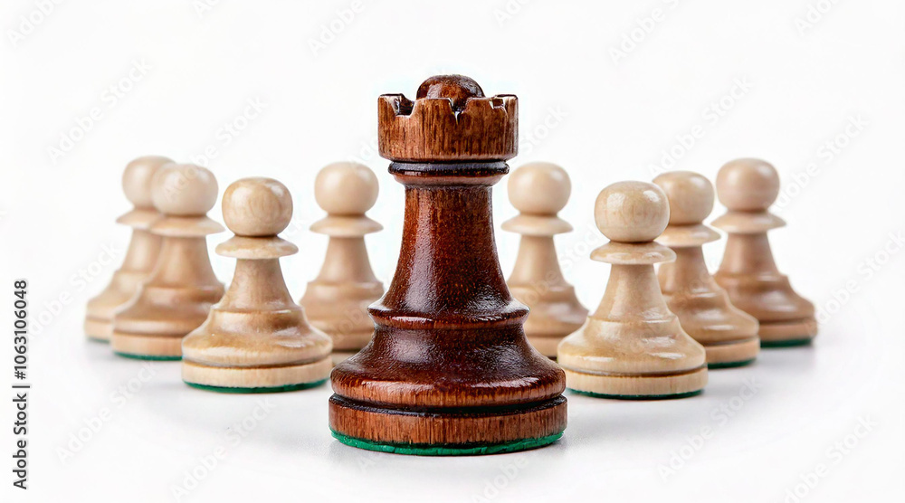 Old chess piece isolated on white background studio shot Old chess piece isolated on white background studio shot