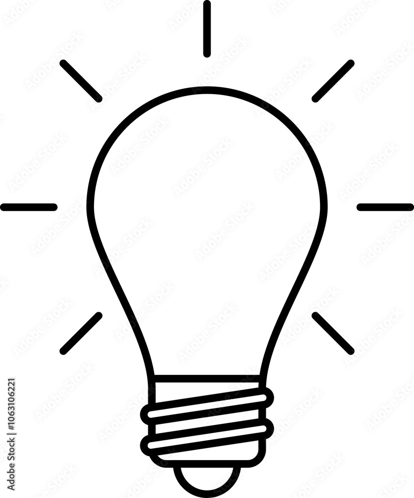 Light Bulb line icon, isolated on white background. Idea sign, solution, thinking concept. Lighting Electric lamp, electricity, shine, shiny. Flat style for graphic design, logo, web site, UI. Light Bulb line icon, isolated on white background. Idea sign, solution, thinking concept. Lighting Electric lamp, electricity, shine, shiny. Flat style for graphic design, logo, web site, UI.