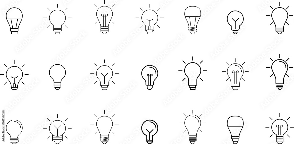 Light Bulb line icon, isolated on white background. Idea sign, solution, thinking concept. Lighting Electric lamp, electricity, shine, shiny. Flat style for graphic design, logo, web site, UI. Light Bulb line icon, isolated on white background. Idea sign, solution, thinking concept. Lighting Electric lamp, electricity, shine, shiny. Flat style for graphic design, logo, web site, UI.