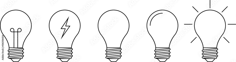 Light Bulb line icon, isolated on white background. Idea sign, solution, thinking concept. Lighting Electric lamp, electricity, shine, shiny. Flat style for graphic design, logo, web site, UI. Light Bulb line icon, isolated on white background. Idea sign, solution, thinking concept. Lighting Electric lamp, electricity, shine, shiny. Flat style for graphic design, logo, web site, UI.