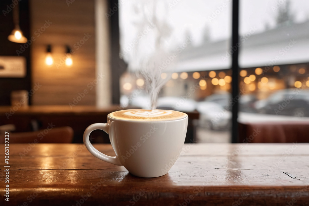 Obraz premium a white coffee cup mockup in different settings, backgrounds