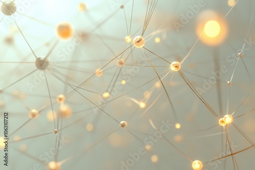 Abstract visualization of network connections and illuminated nodes on a light background, illustrating the concept of collaboration and interaction in a digital landscape