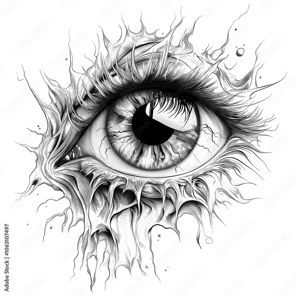 Obraz premium Elegant Tattoo Sketch Design of an Artistic Eye