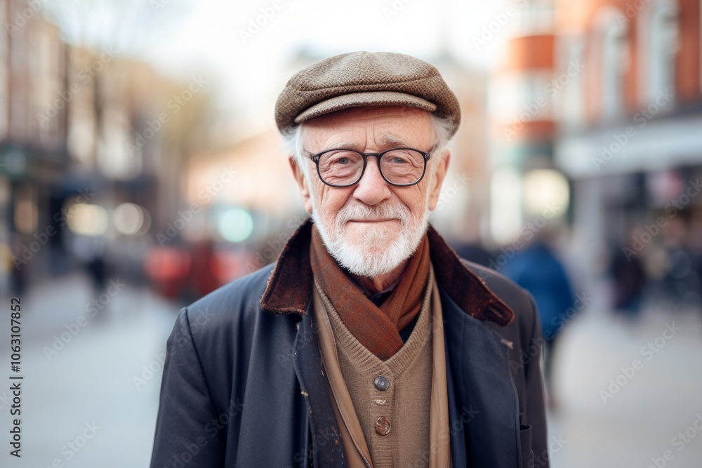 Portrait of a senior man in a cap on the street. Portrait of a senior man in a cap on the street.