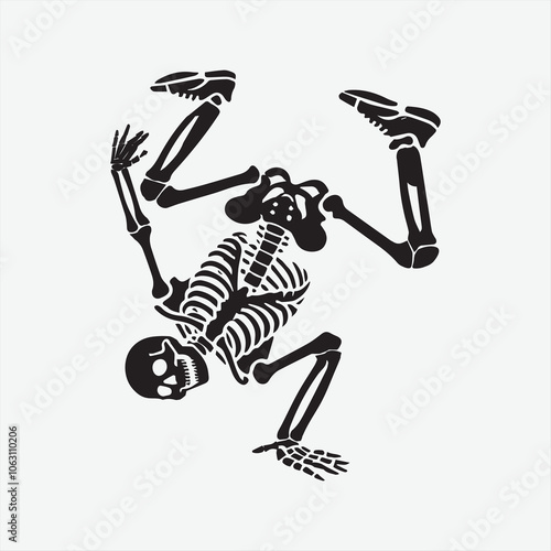 Funny Skeleton Dancing Vector illustration - Funny Skeleton clipart design