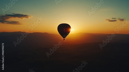 Hot air balloon at sunset 