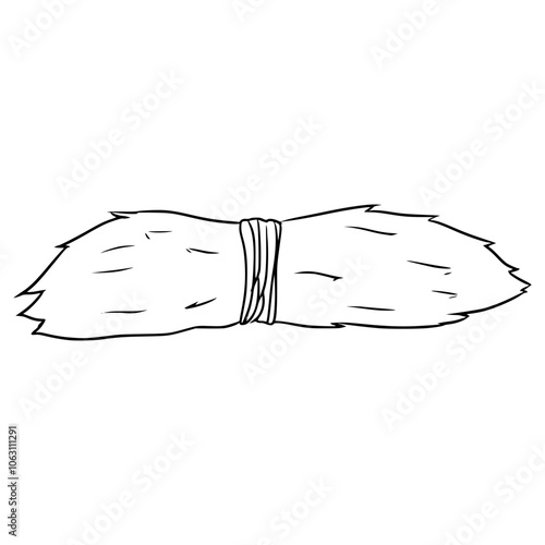 a bundle of straw illustration hand drawn outline vector