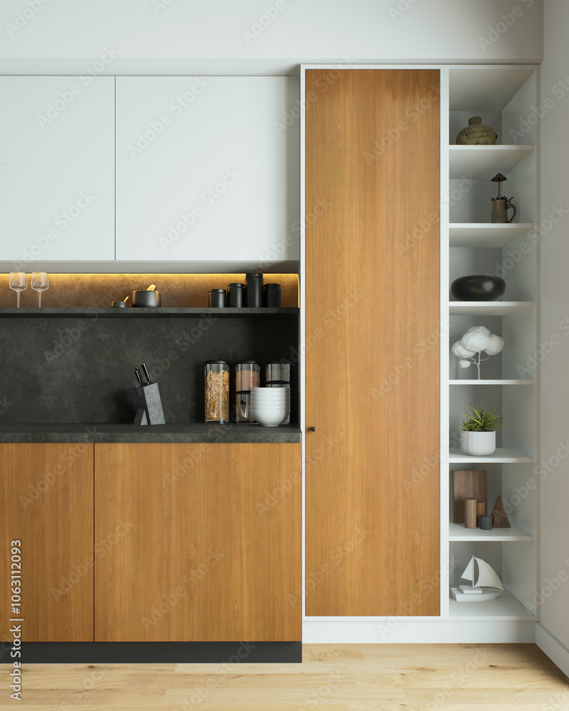 Discover a modern minimalist kitchen design with a stylish combination of natural wood elements Discover a modern minimalist kitchen design with a stylish combination of natural wood elements