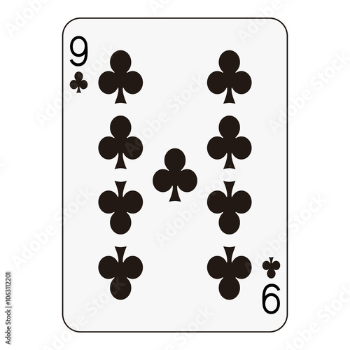 Nine of Clubs Playing Card - Professional Card Game Design
