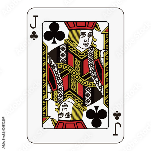 Jack of Clubs Playing Card - Traditional Face Card Design
