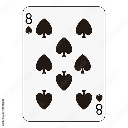 Eight of Spades Playing Card - Professional Card Game Design
