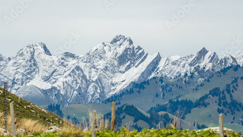 Majestic snow-covered peaks of Dent de Jaman