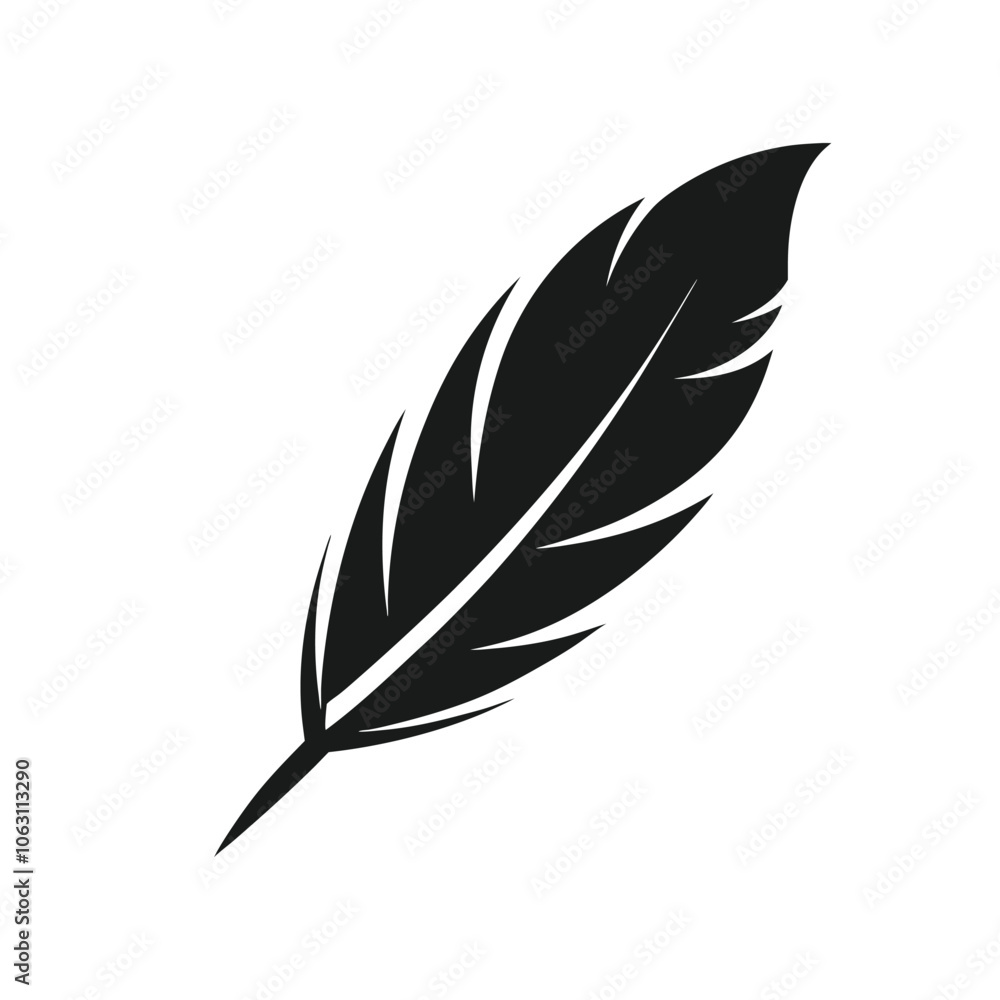 feather black vector icon on white background feather black vector icon on white background