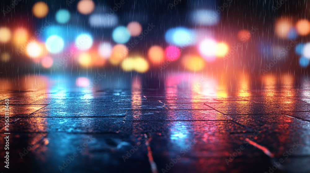 A bustling night city street with cars speeding along the road with bright lights illuminating, road in city with flashlights, night. A bustling night city street with cars speeding along the road with bright lights illuminating, road in city with flashlights, night.