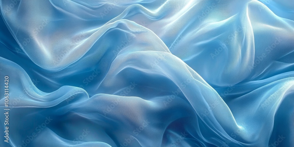 Fototapeta premium Light blue elegant background abstract waves grainy texture banner header poster design, Generative AI