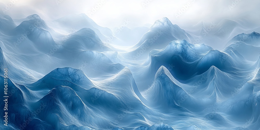 Obraz premium Light blue elegant background abstract waves grainy texture banner header poster design, Generative AI