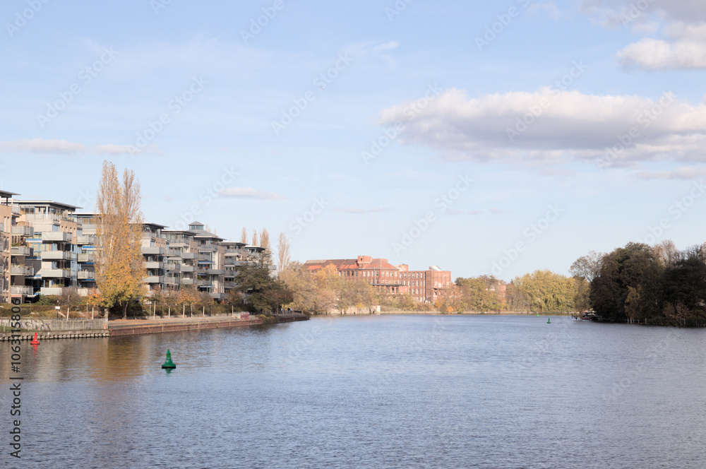 Naklejka premium view of the river in the city