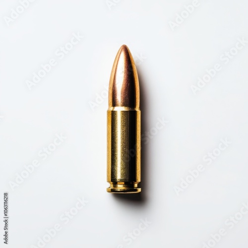 Gold Bullet on White Background 