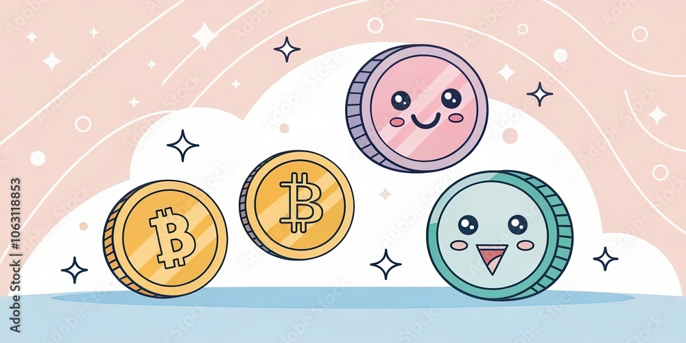cute cartoon cryptocurrency background cute cartoon cryptocurrency background