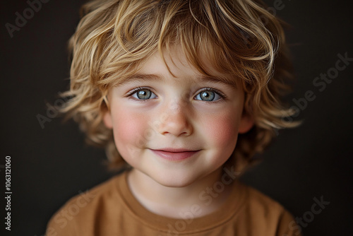 portrait of an white little boy with a smile