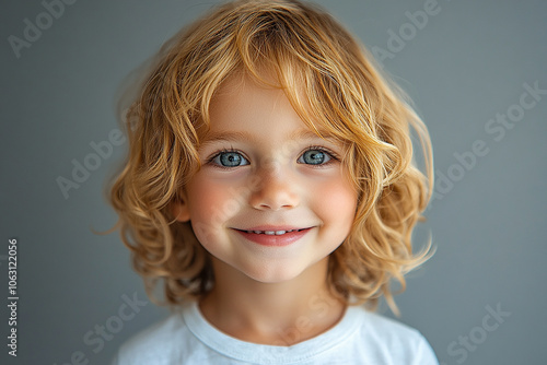 portrait of an white little boy with a smile