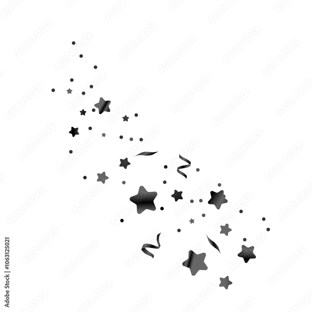 Fototapeta premium Black gradient confetti with stars and dots
