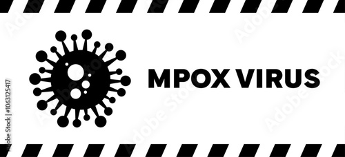 Monkeypox virus cells outbreak wide medical banner. Monkey pox virus cells on white science background. Monkeypox microbiological wide background