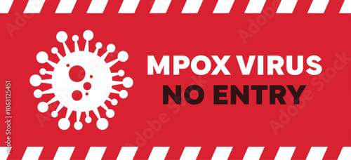 Monkeypox virus cells outbreak wide medical banner. Monkey pox virus cells on red science background. Monkeypox microbiological wide background