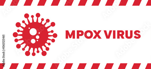 Monkeypox virus cells outbreak wide medical banner. Monkey pox virus cells on white science background. Monkeypox microbiological wide background