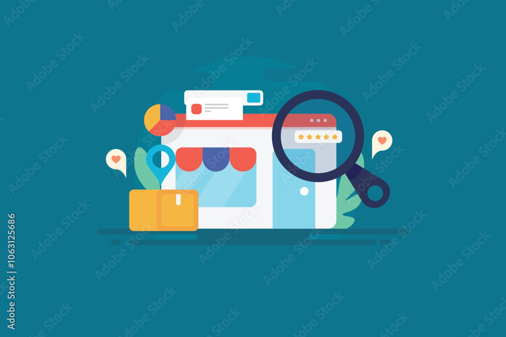 Online shopping store, ecommerce business SEO optimization and internet marketing concept, vector illustration, Online shopping store, ecommerce business SEO optimization and internet marketing concept, vector illustration,