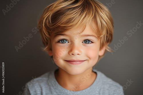 portrait of an white little boy with a smile