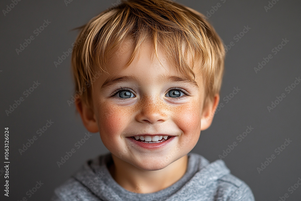 portrait of an white little boy with a smile