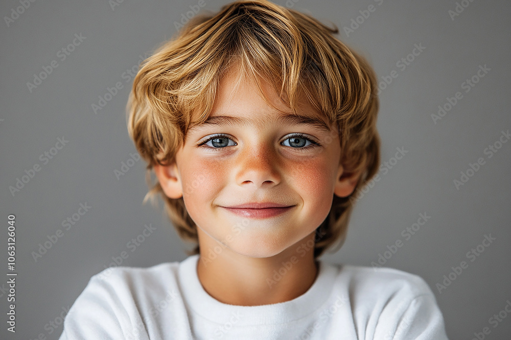 portrait of an white little boy with a smile