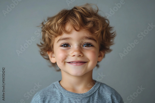 portrait of an white little boy with a smile