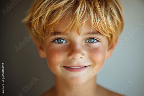 portrait of an white little boy with a smile