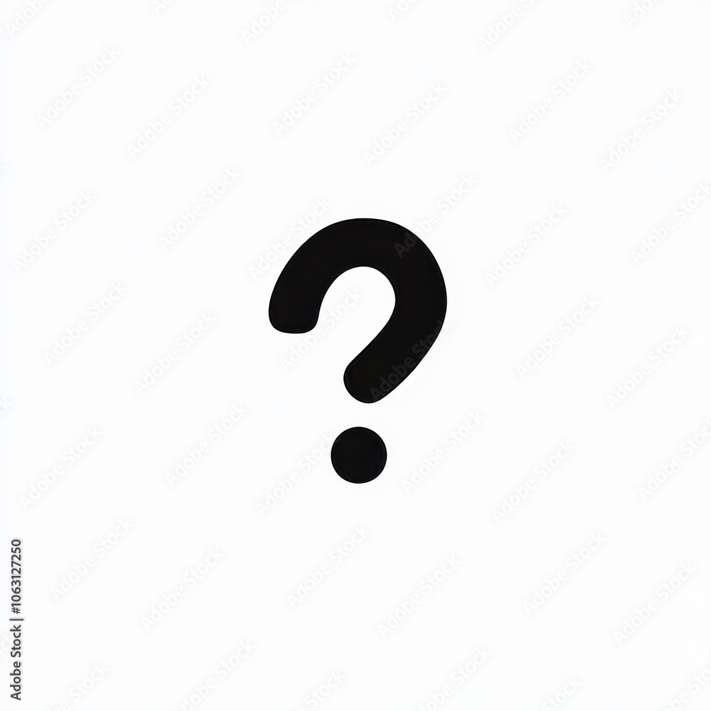 Simple Black Question Mark on White Background Simple Black Question Mark on White Background