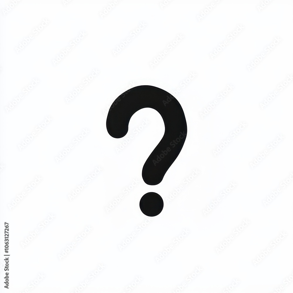 Simple Black Question Mark on White Background Simple Black Question Mark on White Background