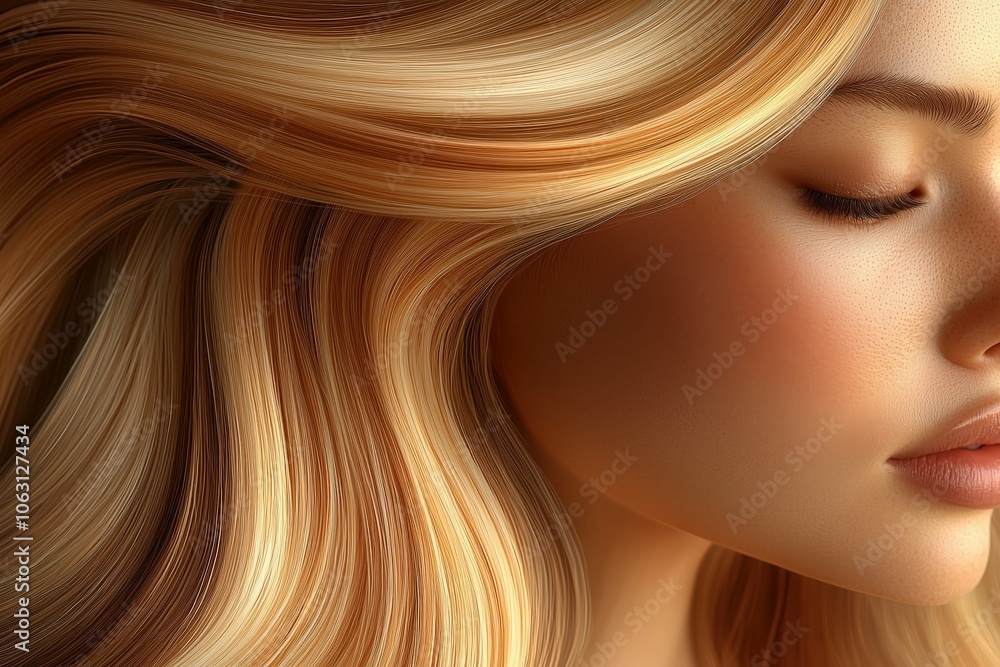 Digital portrait of woman with flowing platinum blonde hair Digital portrait of woman with flowing platinum blonde hair