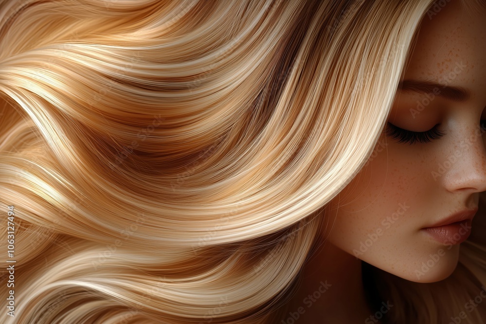 Digital portrait of woman with flowing platinum blonde hair Digital portrait of woman with flowing platinum blonde hair