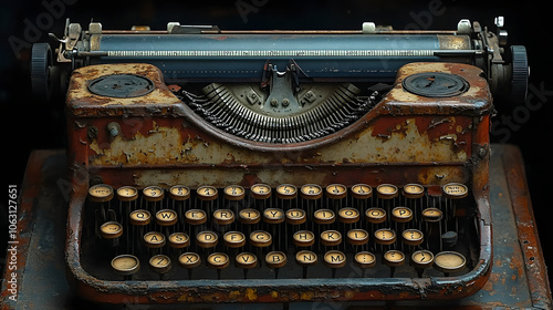 A Close-Up of a Vintage Typewriter with Faded Keys and an Old Paper Sheet Inserted, Capturing Nostalgic Charm and Retro Details 