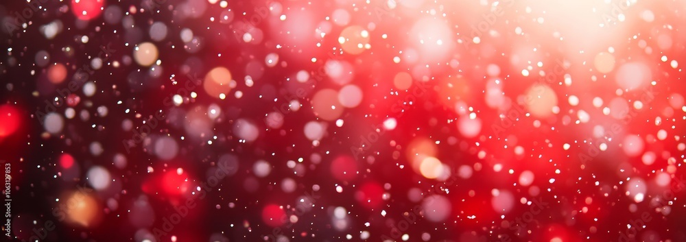 Festive Red Background with Snowflakes and Bokeh Lights: Winter Wonderland for New Year's Celebration