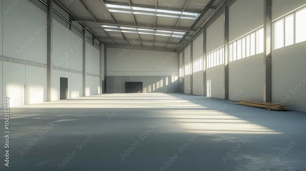 Sunlit Empty Warehouse Interior Sunlit Empty Warehouse Interior