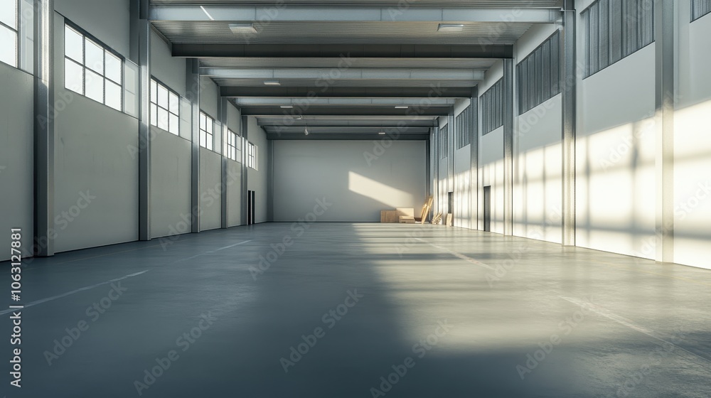 Sunlit Empty Warehouse Interior Sunlit Empty Warehouse Interior