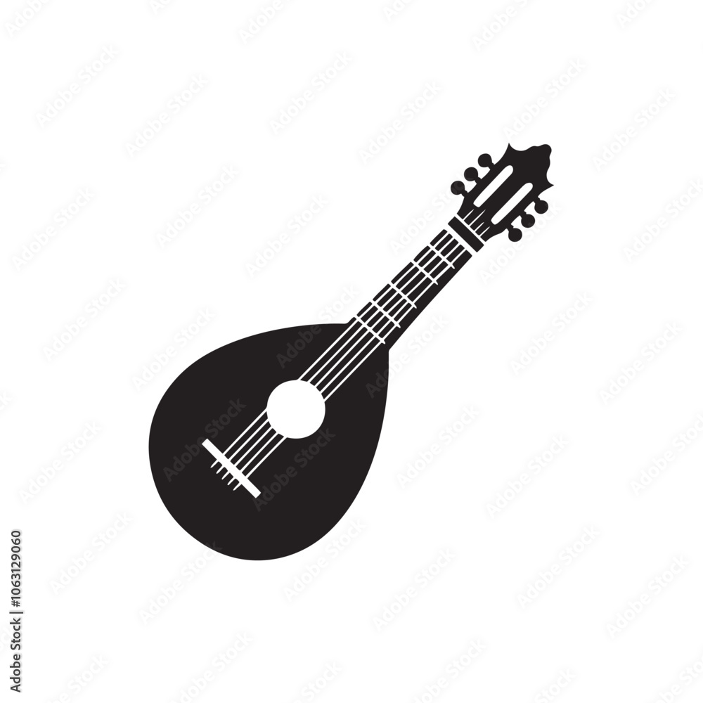 Fototapeta premium Lute Silhouette - Minimalist Lute Vector - Illustration of Lute.