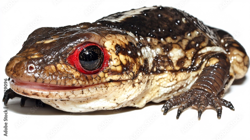 Fototapeta premium Intricate Close-Up of a Red-Eyed Lizard: A Captivating Portrait