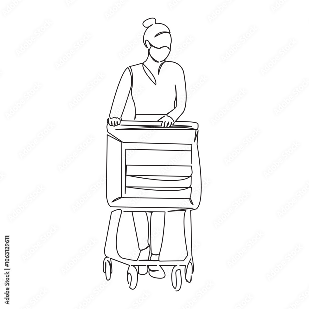 One continuous single drawing line art flat doodle woman, fashion, people, lifestyle, happy, shop, sale. Isolated image hand draw contour on a white background
One continuous single drawing line art flat doodle woman, fashion, people, lifestyle, happy, shop, sale. Isolated image hand draw contour on a white background