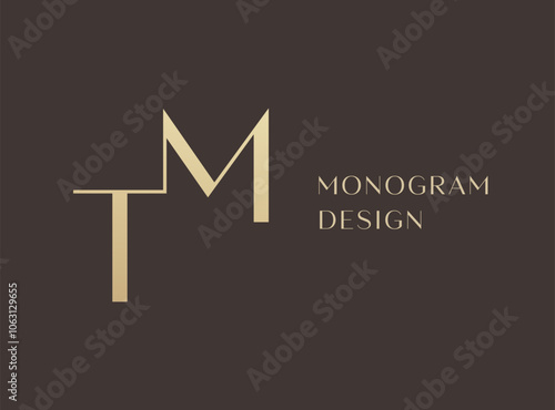 TM or MT letter logo icon design. Classic style luxury initials monogram.