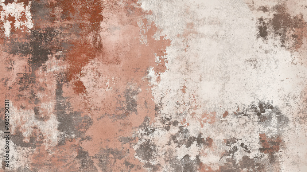 Fototapeta premium Abstract distressed concrete texture with warm earthy tones and faded paint effect. Minimal texture background for design. Stylish copy space